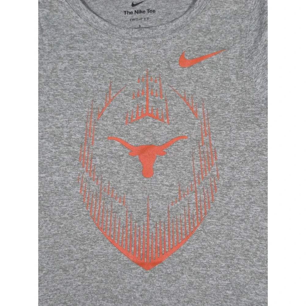 Nike Texas Longhorns Dri-FIT Kids Heather Gray Orange Graphic T-Shirt Size 5